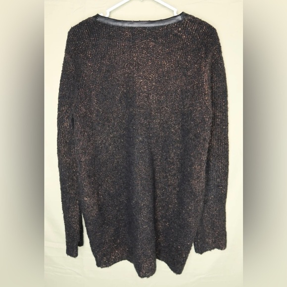 Hinge Alpaca Cardigan Sweater Wool Blend Metallic Bronze Snap Front Women’s Sz L - Picture 6 of 13